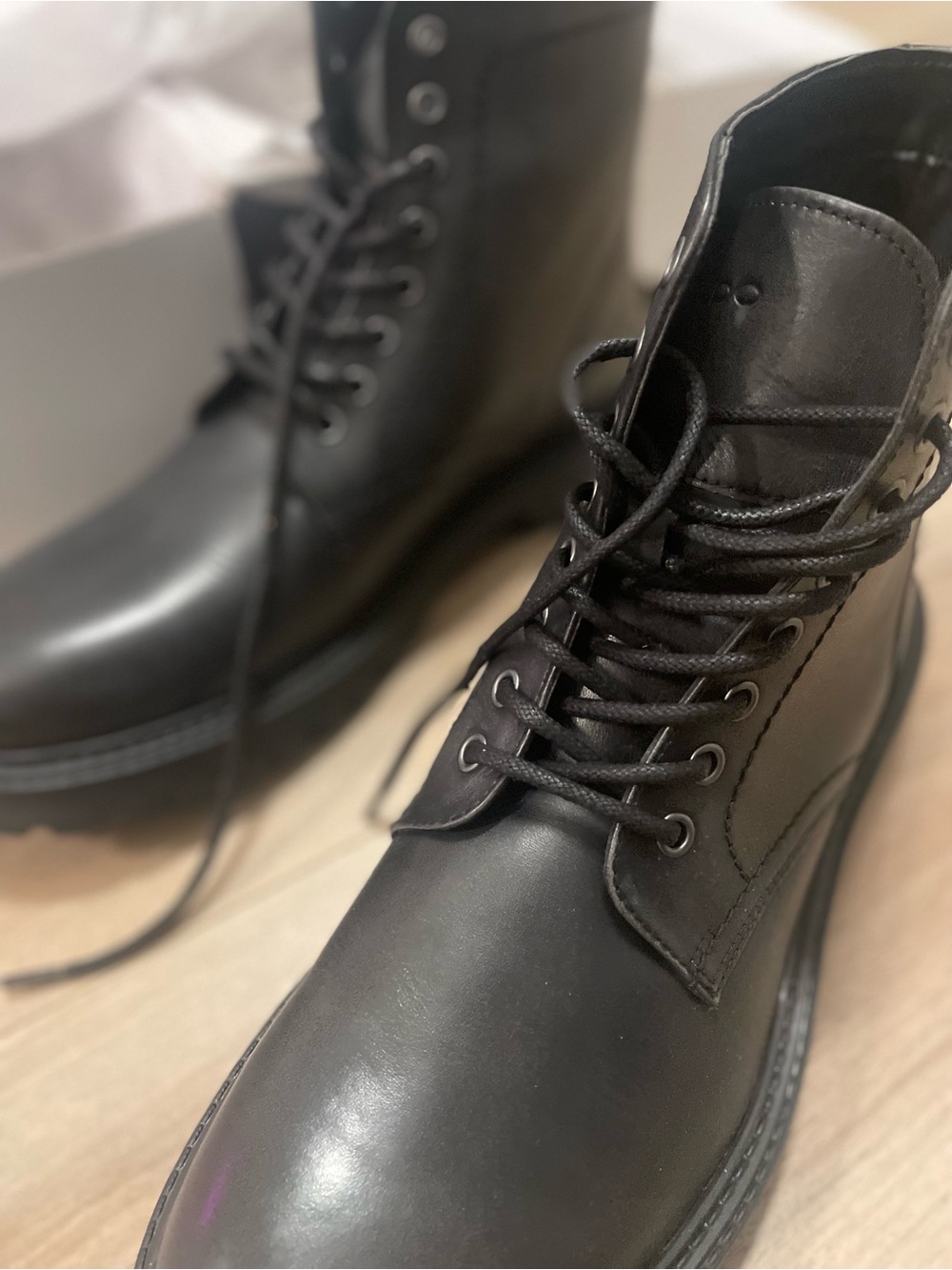 Aldo Men's Black Leather Lace-Up Ankle Boots